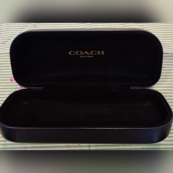 Coach Black Leather Unisex Hard Shell Eyeglass Sunglass Glasses Case w/ Cloth - Picture 8 of 9